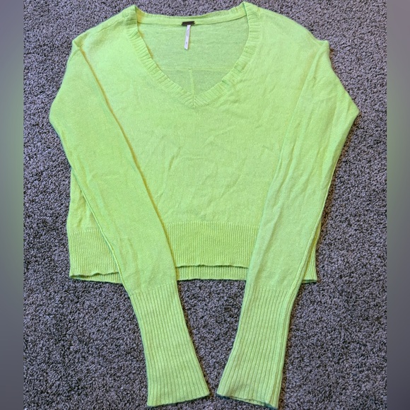 Free People Lime V-Neck Sweater - Picture 6 of 12